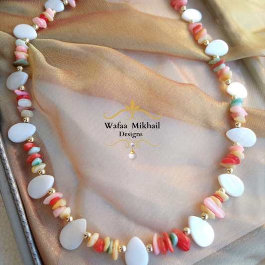 Wafaa Mikhail Designs-Natural Multicolour Seashells Necklaces