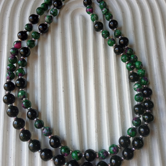Wafaa Mikhail- Star Moonstone & Ruby-Zoisite Necklace